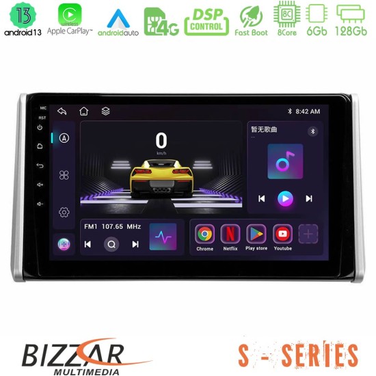 Bizzar S Series Toyota RAV4 2019-2023 8Core Android13 6+128GB Navigation Multimedia Tablet 10"