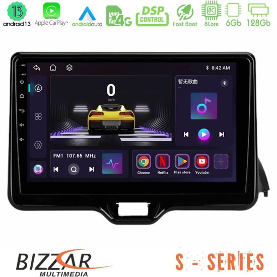 Bizzar S Series Toyota Yaris 2020-> 8Core Android13 6+128GB Navigation Multimedia Tablet 9"