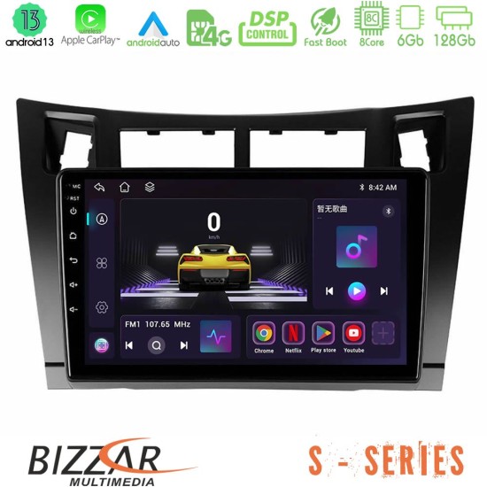 Bizzar S Series Toyota Yaris 8core Android13 6+128GB Navigation Multimedia Tablet 9" (Μαύρο Χρώμα)