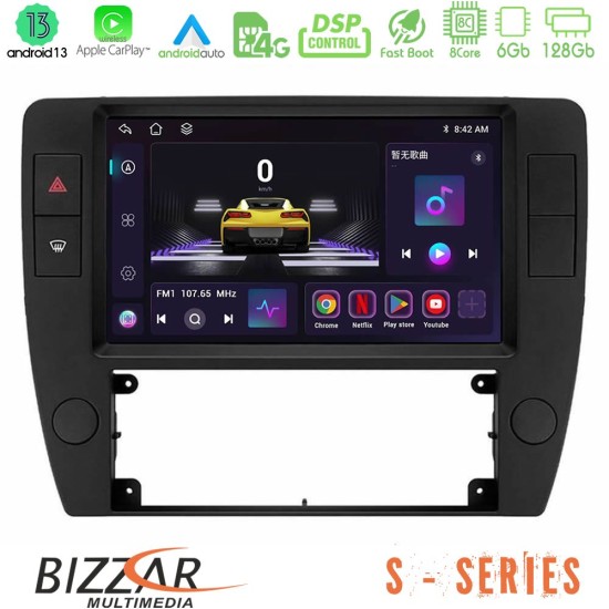 Bizzar S Series VW Passat B5 2001-2005 8core Android13 6+128GB Navigation Multimedia Tablet 9"