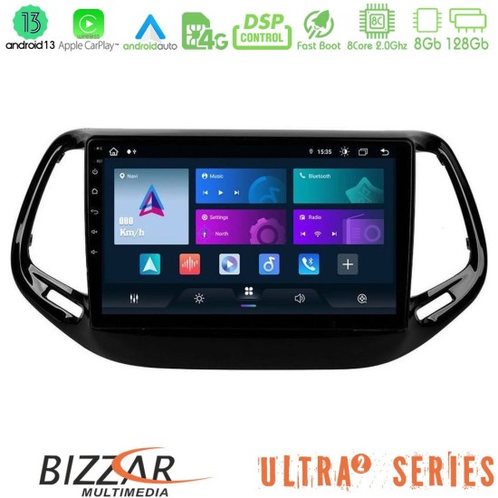 Bizzar Ultra Series Jeep Compass 2017> 8core Android13 8+128GB Navigation Multimedia Tablet 10"