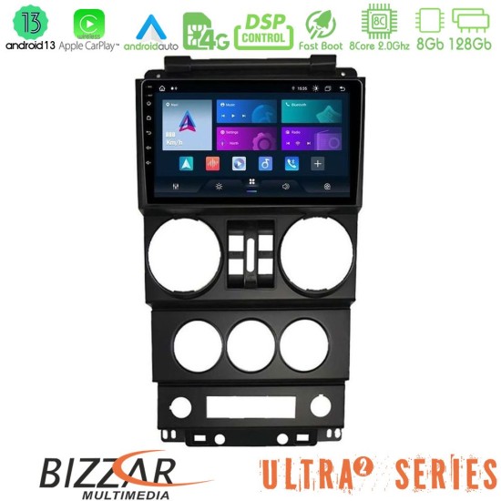 Bizzar Ultra Series Jeep Wrangler 2008-2010 8core Android13 8+128GB Navigation Multimedia Tablet 9"