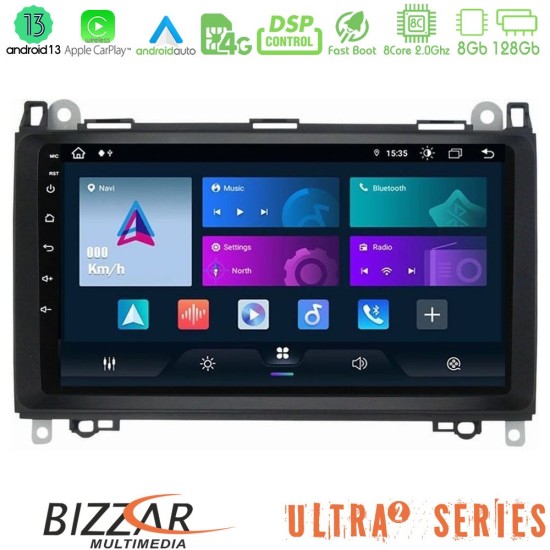 Bizzar Ultra Series Mercedes A/B/Vito/Sprinter Class 8core Android13 8+128GB Navigation Multimedia 9"