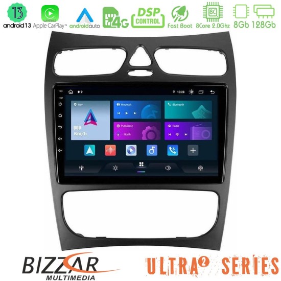 Bizzar Ultra Series Mercedes CLK Class W209 2000-2004 8core Android13 8+128GB Navigation Multimedia Tablet 9"