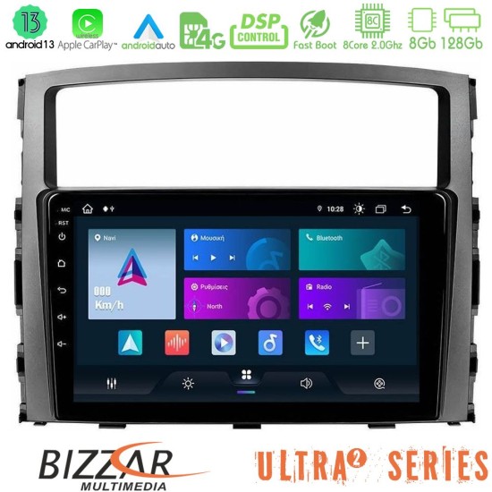 Bizzar ULTRA Series Mitsubishi Pajero 2008-2009 8core Android13 8+128GB Navigation Multimedia Tablet 9"