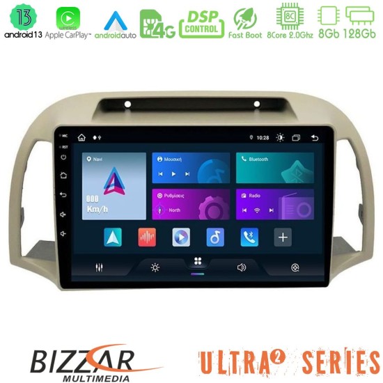 Bizzar Ultra Series Nissan Micra K12 2002-2010 8core Android13 8+128GB Navigation Multimedia Tablet 9"