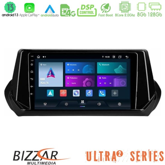 Bizzar Ultra Series Peugeot 208 2019-2023 8Core Android13 8+128GB Navigation Multimedia Tablet 9"