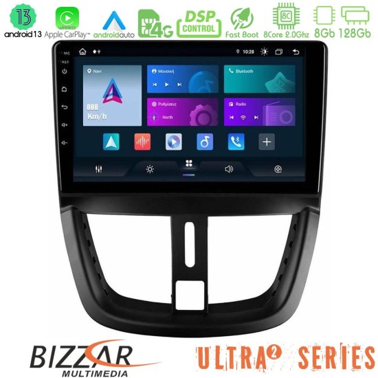 Bizzar Ultra Series Peugeot 207 8core Android13 8+128GB Navigation Multimedia Tablet 9"