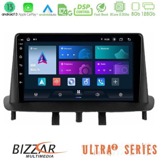 Bizzar Ultra Series Renault Megane 3 2009-2013 8Core Android13 8+128GB Navigation Multimedia Tablet 9"