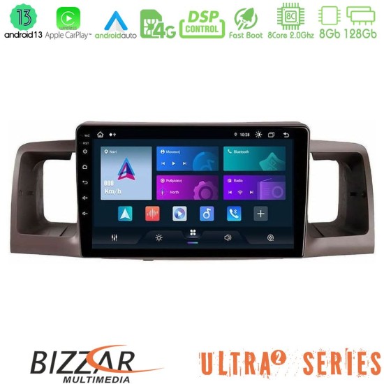 Bizzar Ultra Series Toyota Corolla 2002-2006 8Core Android13 8+128GB Navigation Multimedia Tablet 9"