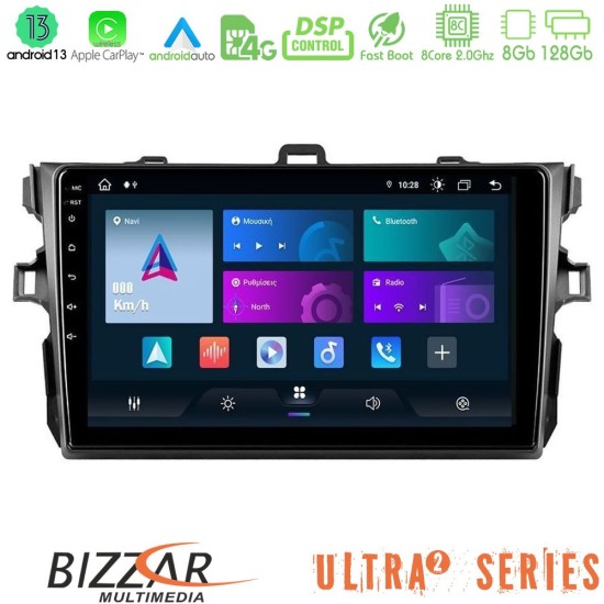 Bizzar Ultra Series Toyota Corolla 2007-2012 8core Android13 8+128GB Navigation Multimedia Tablet 9"