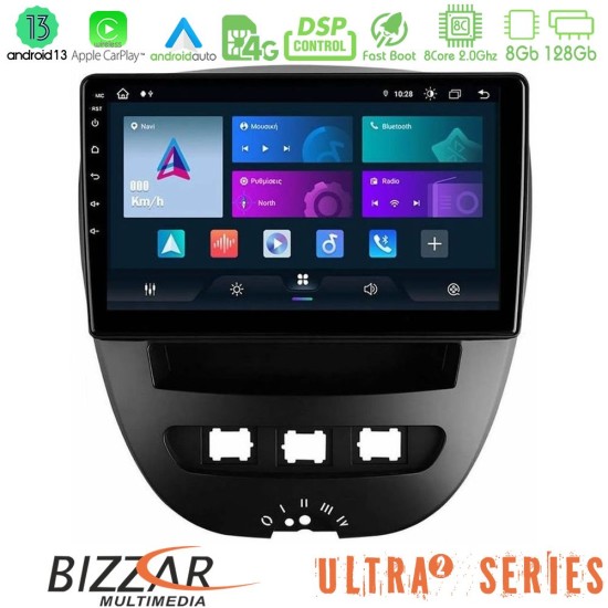 Bizzar Ultra Series Toyota Aygo/Citroen C1/Peugeot 107 8core Android13 8+128GB Navigation Multimedia Tablet 10"