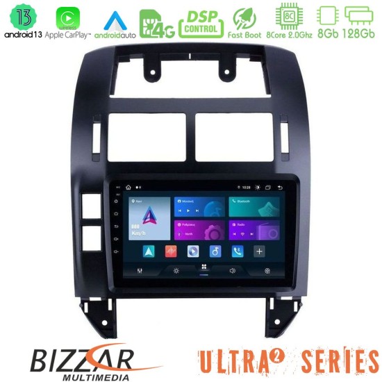 Bizzar Ultra Series VW Polo 2002-2009 8core Android13 8+128GB Navigation Multimedia 9"