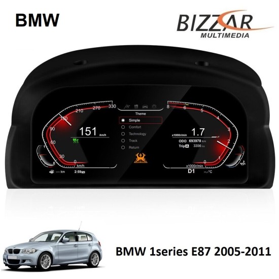 BMW 1series E87 2005-2011 Digital LCD Instrument Cluster 12.3" με HD οθόνη 1920*720