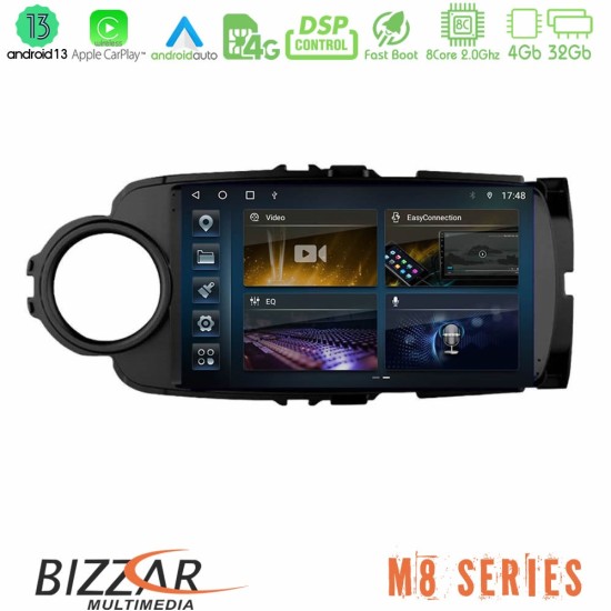 Bizzar M8 Series Toyota Yaris 8core Android13 4+32GB Navigation Multimedia Tablet 9" (Μαύρο χρώμα)