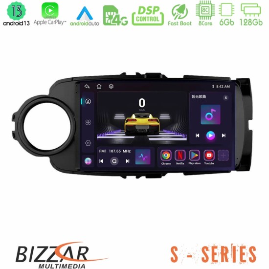 Bizzar S Series Toyota Yaris 8core Android13 6+128GB Navigation Multimedia Tablet 9" (Μαύρο χρώμα)