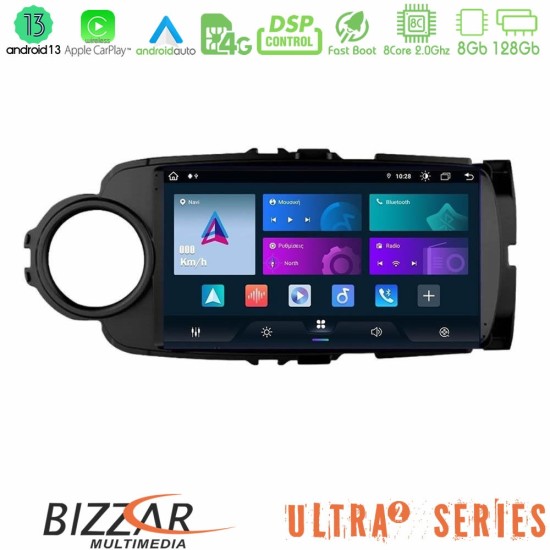 Bizzar Ultra Series Toyota Yaris 8core Android13 8+128GB Navigation Multimedia Tablet 9" (Μαύρο χρώμα)