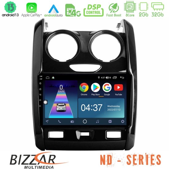 Bizzar ND Series 8Core Android13 2+32GB Dacia Duster 2014-2018 Navigation Multimedia Tablet 9"