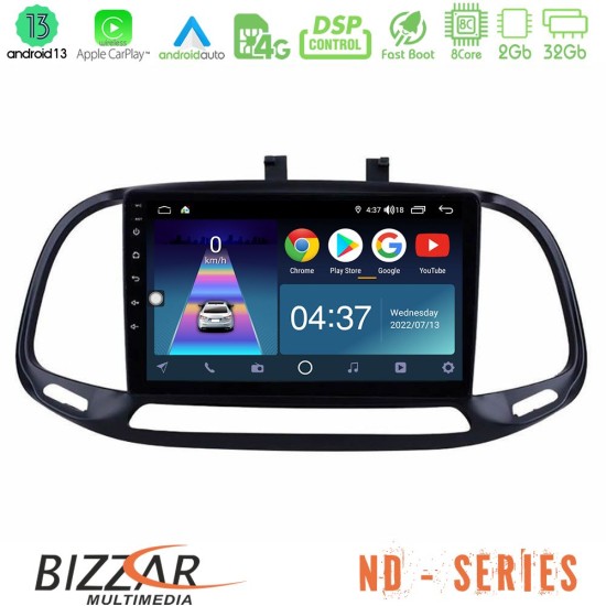 Bizzar ND Series 8Core Android13 2+32GB Fiat Doblo 2015-2022 Navigation Multimedia Tablet 9"