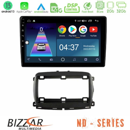 Bizzar ND Series 8Core Android13 2+32GB  Fiat 500 2016> Navigation Multimedia Tablet 9"