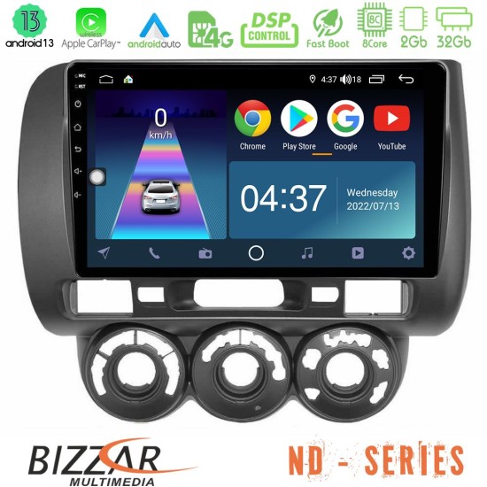 Bizzar ND Series 8Core Android13 2+32GB Honda Jazz 2002-2008 (Manual A/C) Navigation Multimedia Tablet 9"