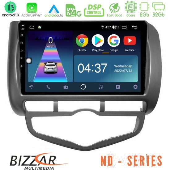 Bizzar ND Series 8Core Android13 2+32GB Honda Jazz 2002-2008 (Auto A/C) Navigation Multimedia Tablet 9"