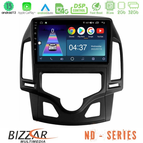 Bizzar ND Series 8Core Android13 2+32GB Hyundai i30 2007-2012 Auto A/C Navigation Multimedia Tablet 9"