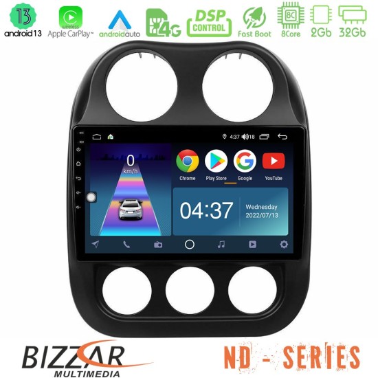 Bizzar ND Series 8Core Android13 2+32GB Jeep Compass 2010-2016 Navigation Multimedia Tablet 9"