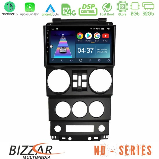 Bizzar ND Series 8Core Android13 2+32GB Jeep Wrangler 2008-2010 Navigation Multimedia Tablet 9"