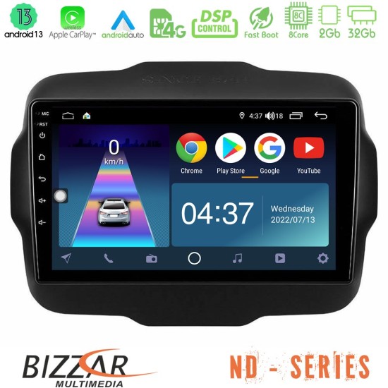 Bizzar ND Series 8Core Android13 2+32GB Jeep Renegade 2015-2019 Navigation Multimedia Tablet 9"