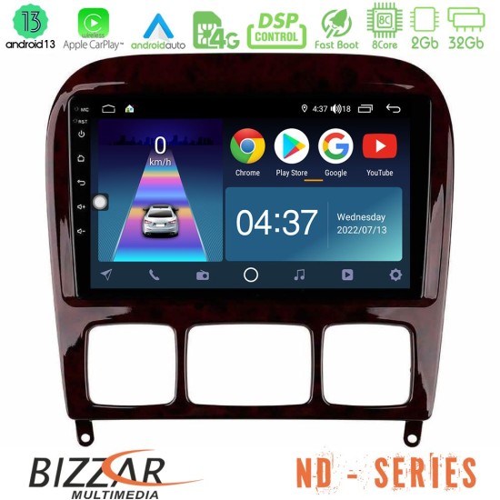 Bizzar ND Series 8Core Android13 2+32GB Mercedes S Class 1999-2004 (W220) Navigation Multimedia Tablet 9"