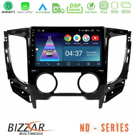 Bizzar ND Series 8Core Android13 2+32GB Mitsubishi L200 2016-> & Fiat Fullback (Manual A/C) Navigation Multimedia Tablet 9"