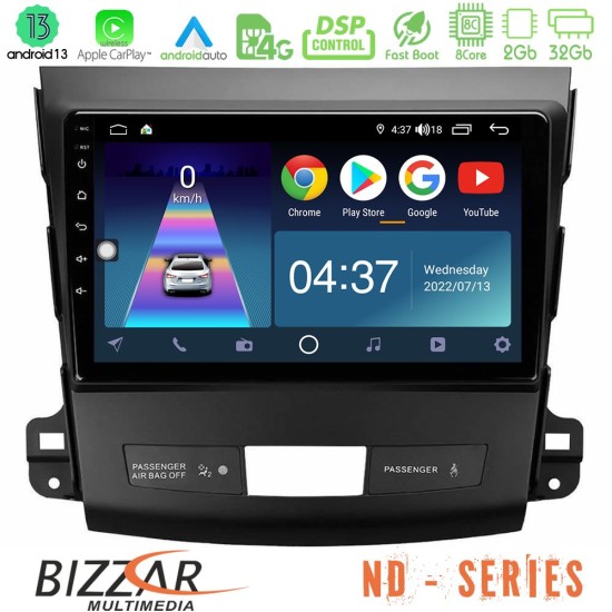 Bizzar ND Series 8Core Android13 2+32GB Mitsubishi Outlander/Citroen C-Crosser/Peugeot 4007 Navigation Multimedia Tablet 9"