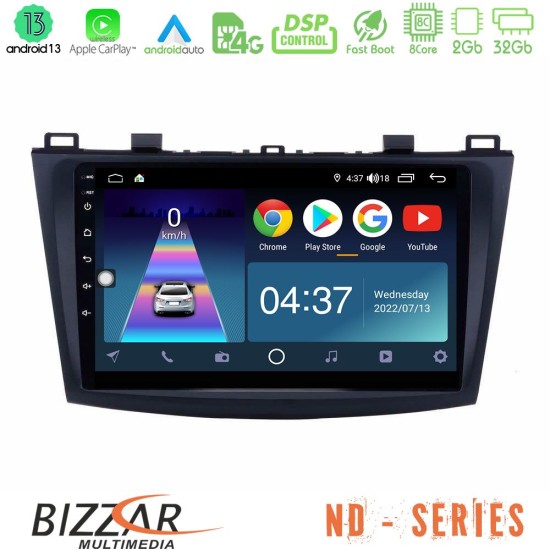 Bizzar ND Series 8Core Android13 2+32GB Mazda 3 2009-2014 Navigation Multimedia Tablet 9"