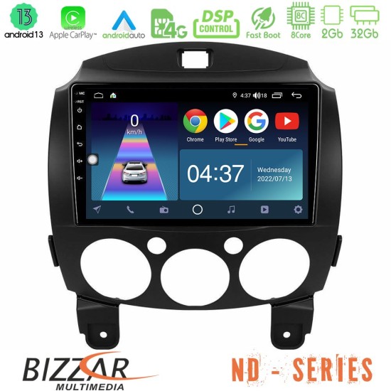 Bizzar ND Series 8Core Android13 2+32GB Mazda 2 2008-2014 Navigation Multimedia Tablet 9"