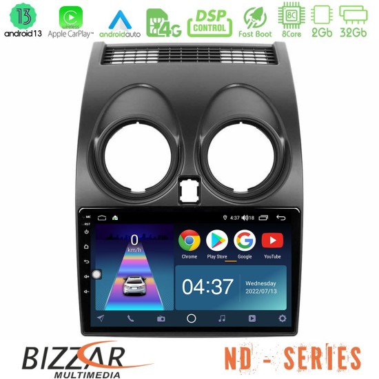 Bizzar ND Series 8Core Android13 2+32GB Nissan Qashqai J10 Navigation Multimedia Tablet 9"