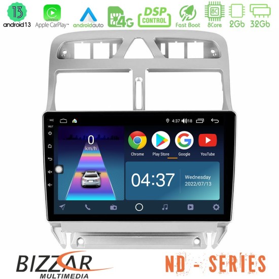 Bizzar ND Series 8Core Android13 2+32GB Peugeot 307 2002-2008 Navigation Multimedia Tablet 9"