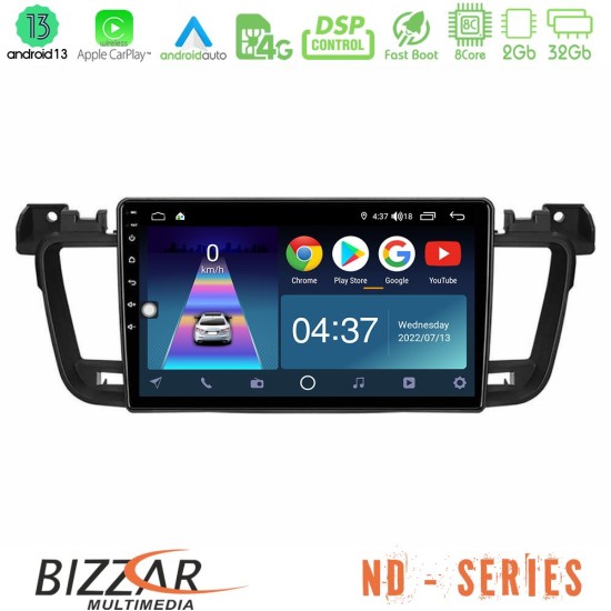 Bizzar ND Series 8Core Android13 2+32GB Peugeot 508 2010-2018 Navigation Multimedia Tablet 9"