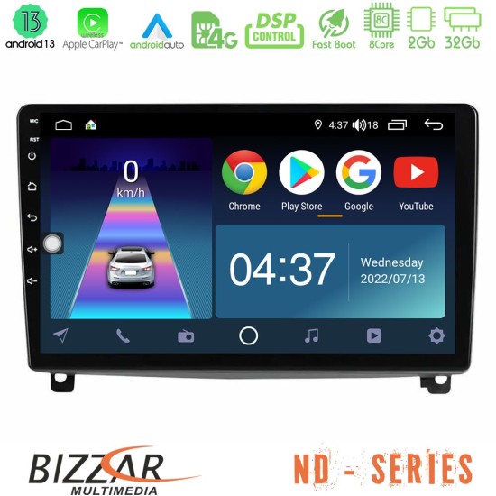 Bizzar ND Series 8Core Android13 2+32GB Peugeot 407 Navigation Multimedia Tablet 9"