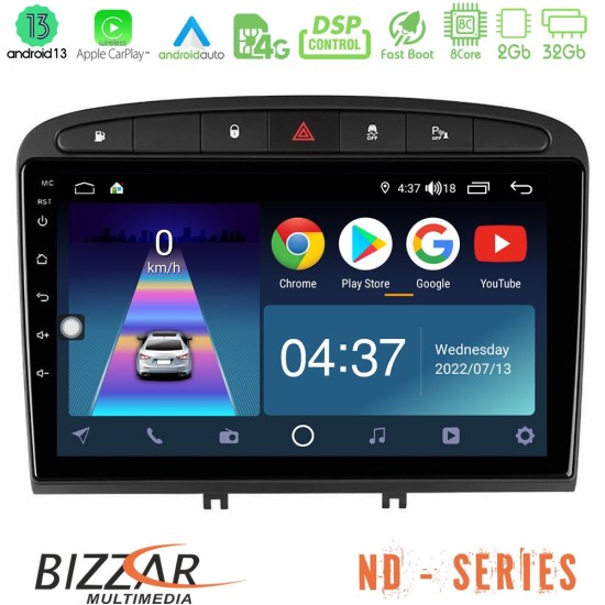 Bizzar ND Series 8Core Android13 2+32GB Peugeot 308/RCZ Navigation Multimedia Tablet 9"