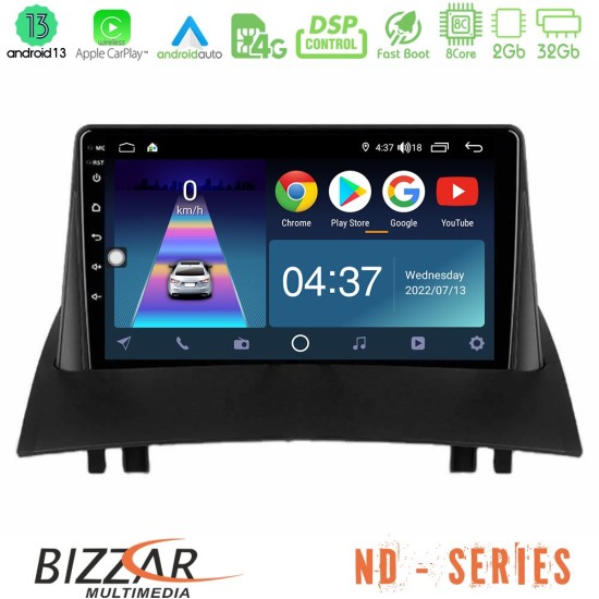 Bizzar ND Series 8Core Android13 2+32GB Renault Megane 2 2002-2008 Navigation Multimedia Tablet 9"