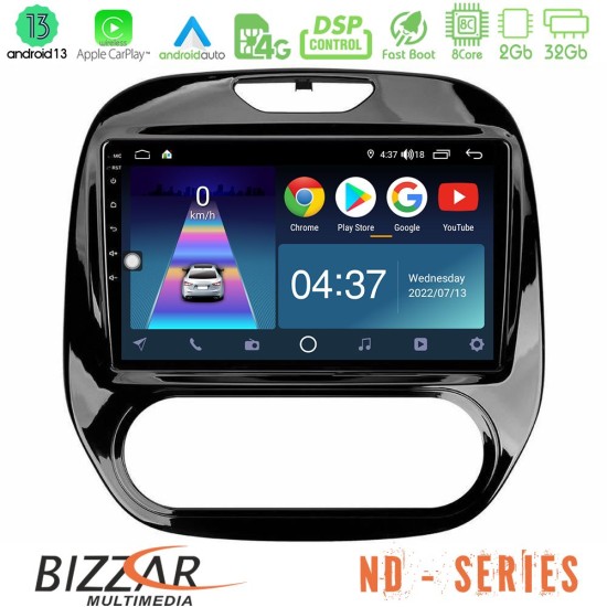 Bizzar ND Series 8Core Android13 2+32GB Renault Captur 2013-2019 (Manual AC) Navigation Multimedia Tablet 9"