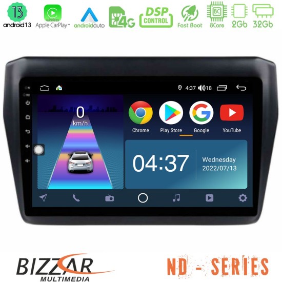 Bizzar ND Series 8Core Android13 2+32GB Suzuki Swift 2017-2023 Navigation Multimedia Tablet 9"