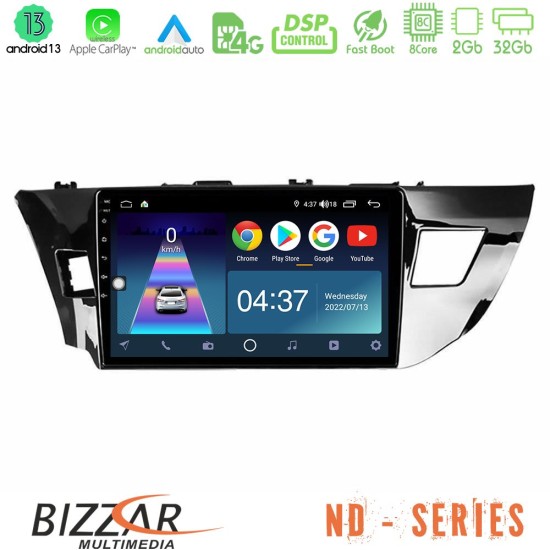 Bizzar ND Series 8Core Android13 2+32GB Toyota Corolla 2014-2016 Navigation Multimedia Tablet 10"