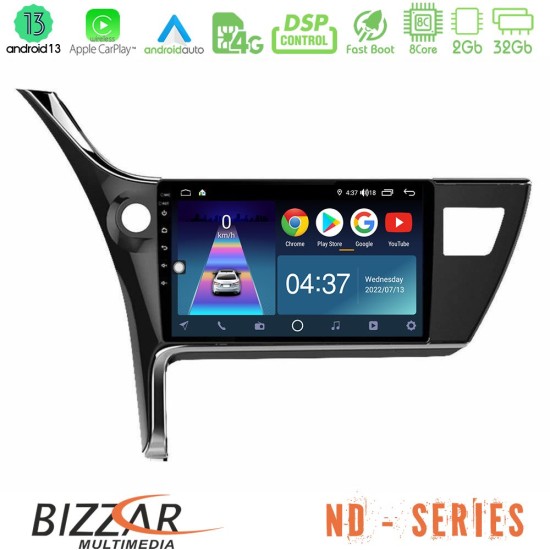 Bizzar ND Series 8Core Android13 2+32GB Toyota Corolla 2017-2018 Navigation Multimedia Tablet 10"