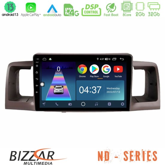 Bizzar ND Series 8Core Android13 2+32GB Toyota Corolla 2002-2006 Navigation Multimedia Tablet 9"