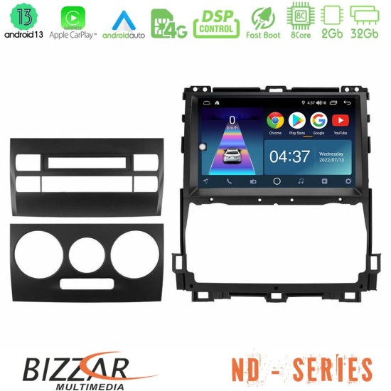 Bizzar ND Series 8Core Android13 2+32GB Toyota Land Cruiser J120 2002-2009 Navigation Multimedia Tablet 9"