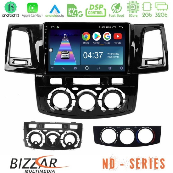 Bizzar ND Series 8Core Android13 2+32GB Toyota Hilux 2007-2011 Navigation Multimedia Tablet 9"