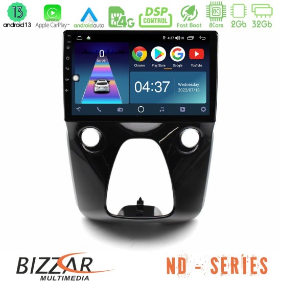 Bizzar ND Series 8Core Android13 2+32GB Toyota Aygo | Citroen C1 | Peugeot 108 Navigation Multimedia 10"