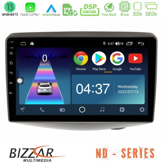 Bizzar ND Series 8Core Android13 2+32GB Toyota Yaris 1999 - 2006 Navigation Multimedia Tablet 9"